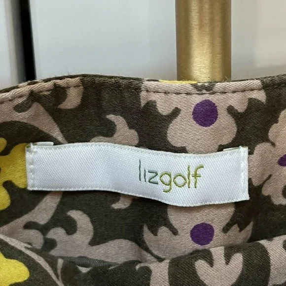 Lizgolf Athletic Skort Floral Sportswear Womens Sz 8 Olive Green Trimmed Lined - Picture 4 of 6